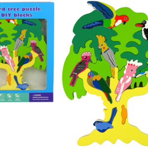 Drewniane Drzewo Ptaki Papugi DIY Klocki Drewniane Puzzle