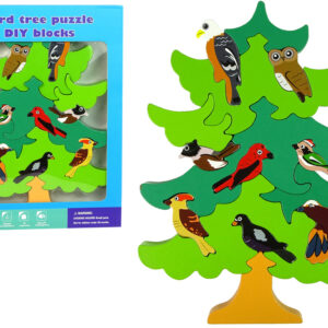 Drewniane Drzewo Ptaki Leśne DIY Klocki Drewniane Puzzle Trójwymiarowa