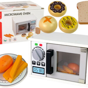 Drewniana Kuchenka Mikrofalowa Mikrofalówka Jedzenie Biała