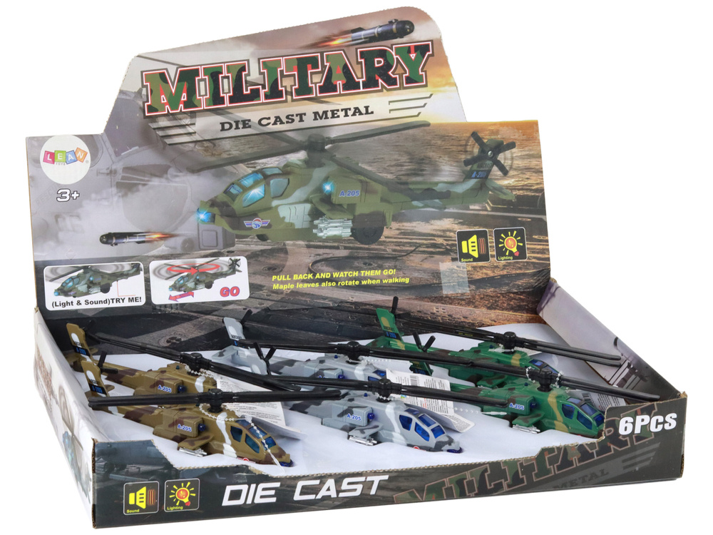 Helikopter Wojskowy Śmigłowiec Militarny Aluminiowy Mix Dźwięk Światła - obrazek 9