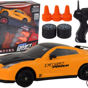 Autko Sportowe Zdalnie Sterowane R/C 1:24 Żółte Wymienne Koła