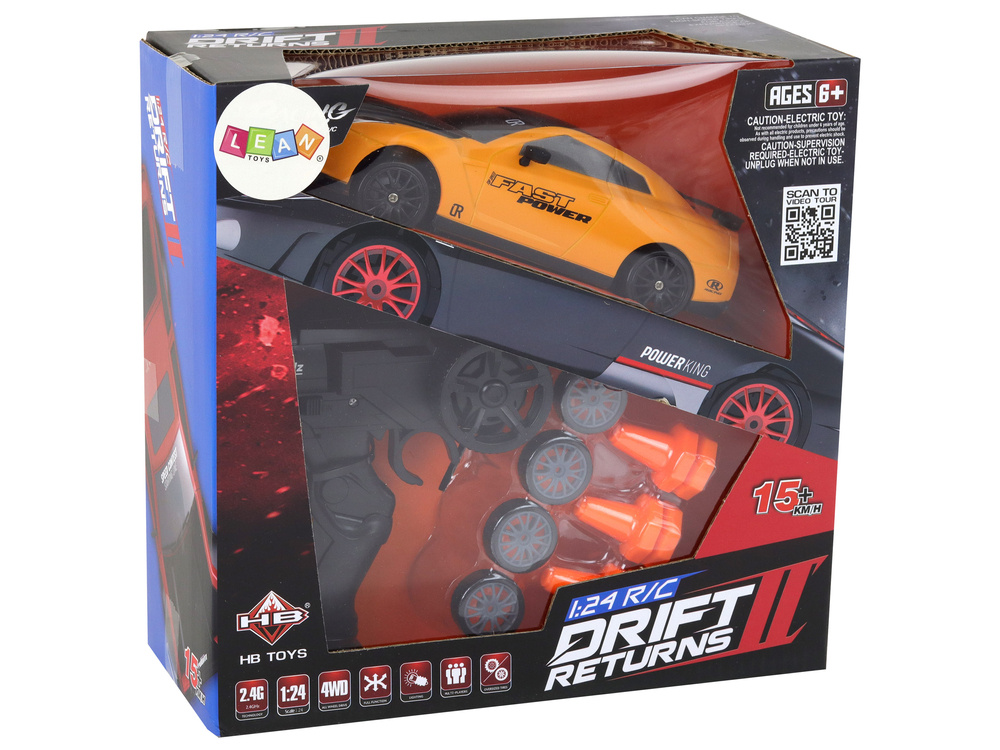 Autko Sportowe Zdalnie Sterowane R/C 1:24 Żółte Wymienne Koła - obrazek 8