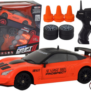 Autko Sportowe Zdalnie Sterowane R/C 1:24 Pomarańczowe Wymienne Koła