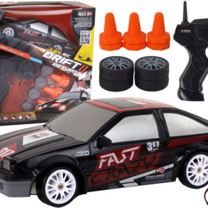 Autko Sportowe Zdalnie Sterowane R/C 1:24 Czarne Wymienne Koła