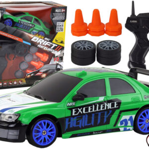 Autko Sportowe Zdalnie Sterowane R/C 1:24 Zielone Wymienne Koła