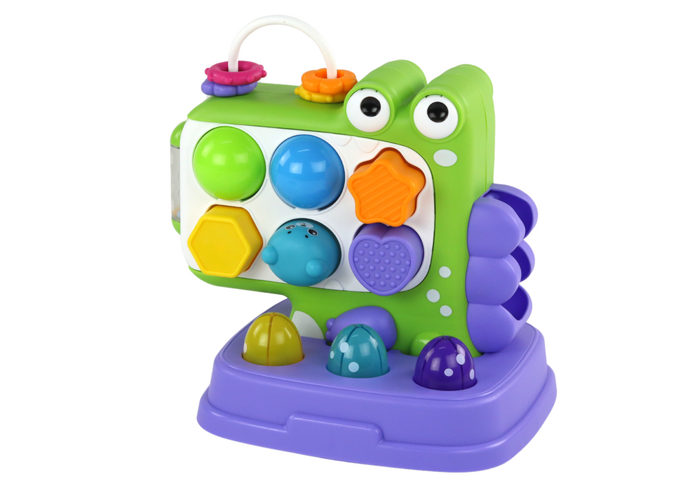 Dinozaur Panel Edukacyjny Sorter Kształtów Młotek Gra Dla Dzieci Fioletowy - obrazek 2