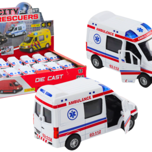 Ambulans Karetka 1:32 Otwierane Drzwi Światła Dźwięki Napęd Biała