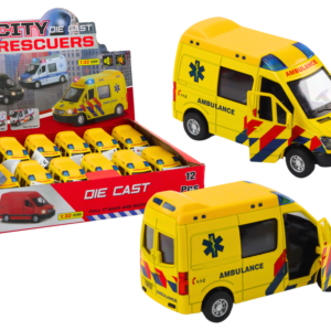Ambulans Karetka 1:32 Otwierane Drzwi Światła Dźwięki Napęd Żółt