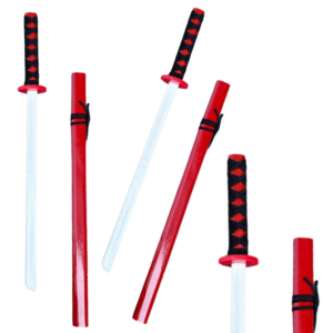 Drewniana Katana Miecz Do Zabawy Treningu Rekwizyt Czerwony 70cm