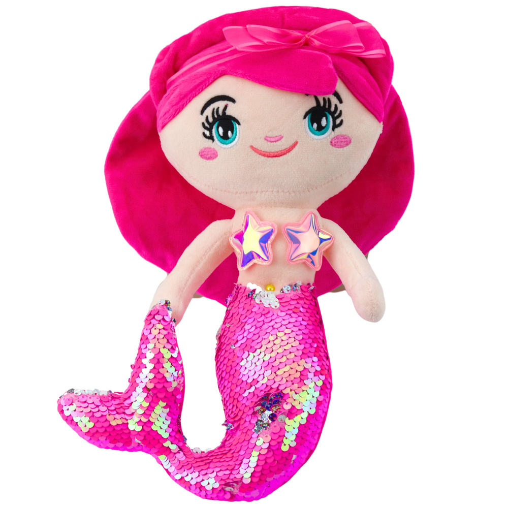 Pluszowa Syrenka Przytulanka Ogon W Cekiny Różowa 30cm - obrazek 2
