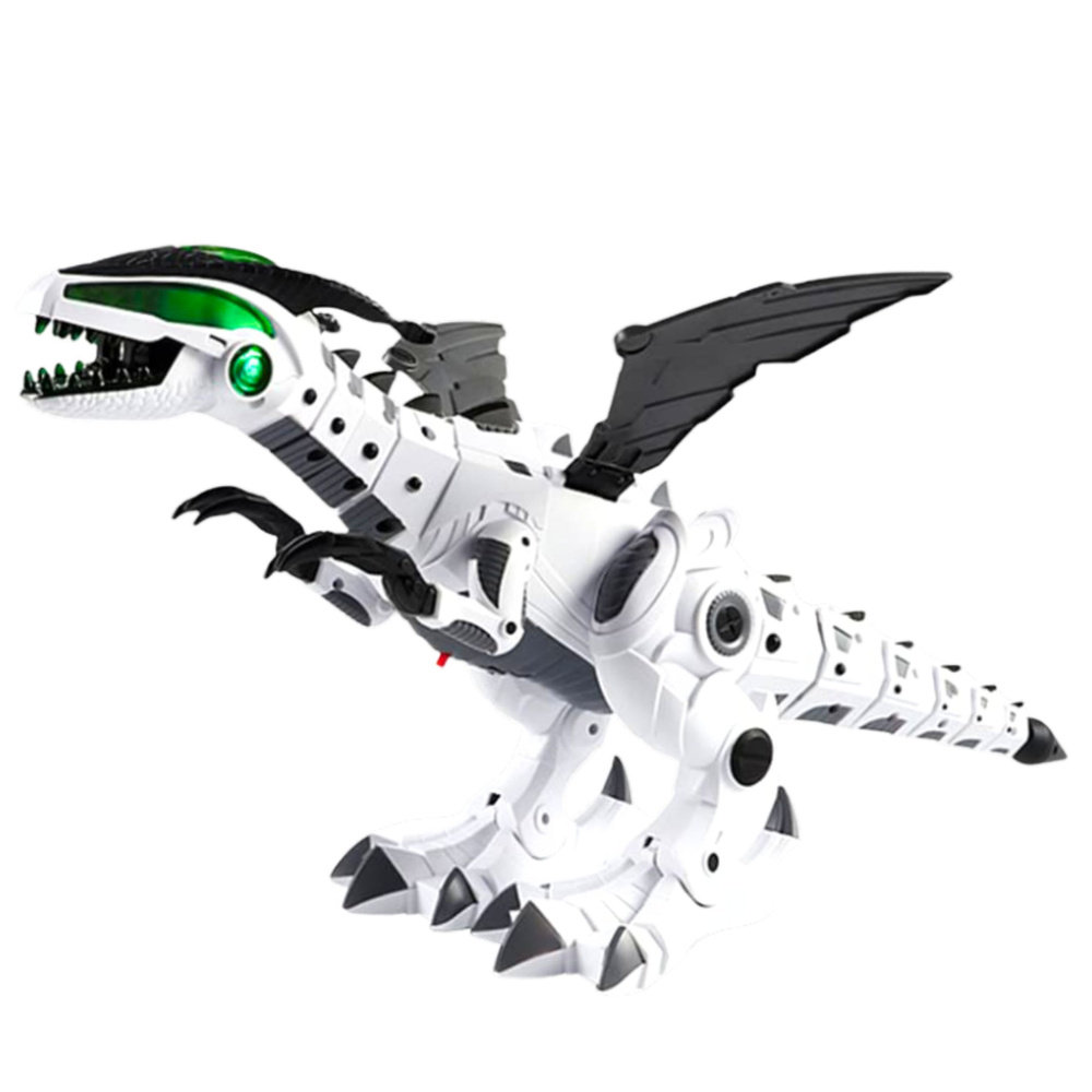 Robot Dinozaur Na Baterie Ruchome Skrzydła Światła Dźwięk Biały - obrazek 2