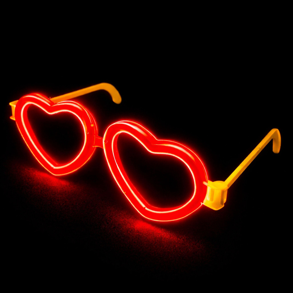 Okulary Fluorescencyjne Serca Świecące W Ciemności Stick Neon Czerwone - obrazek 4