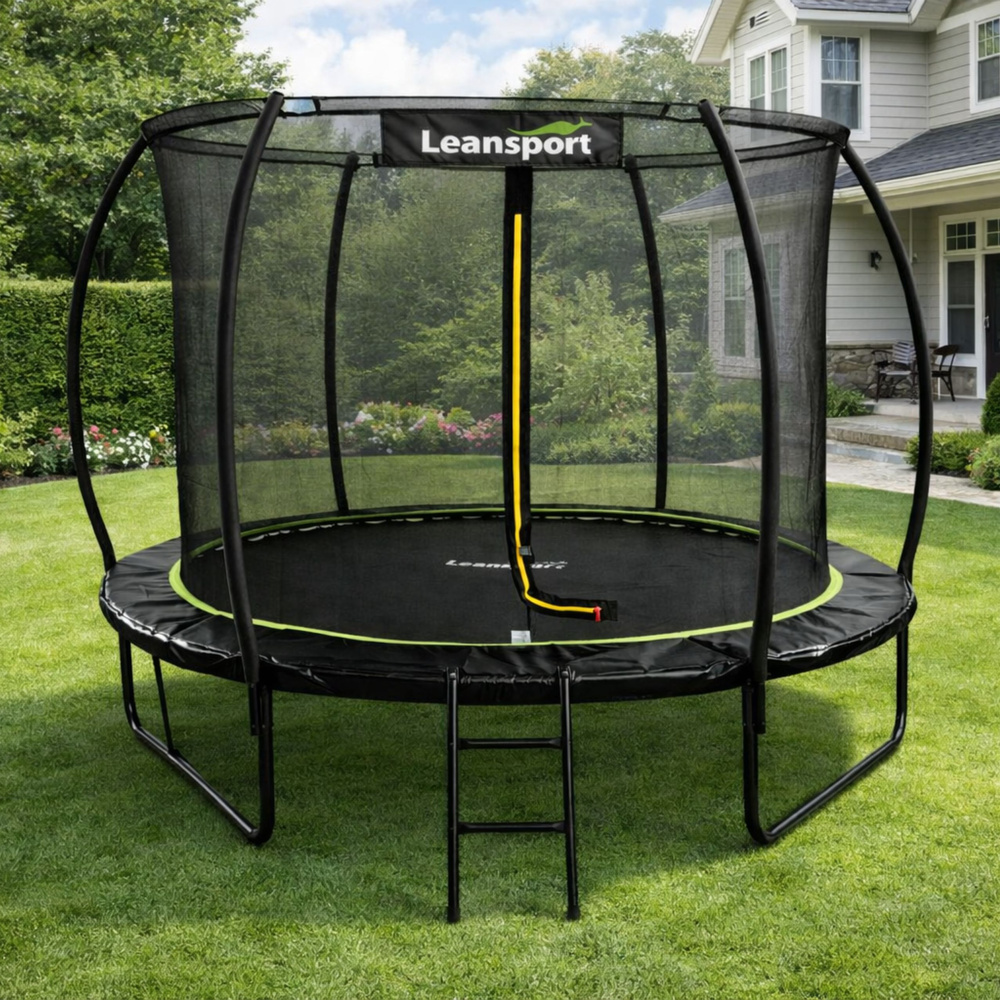 Trampolina Ogrodowa LEAN Z Siatką Wewnętrzną Czarno-Zielona 252CM 8FT - obrazek 2