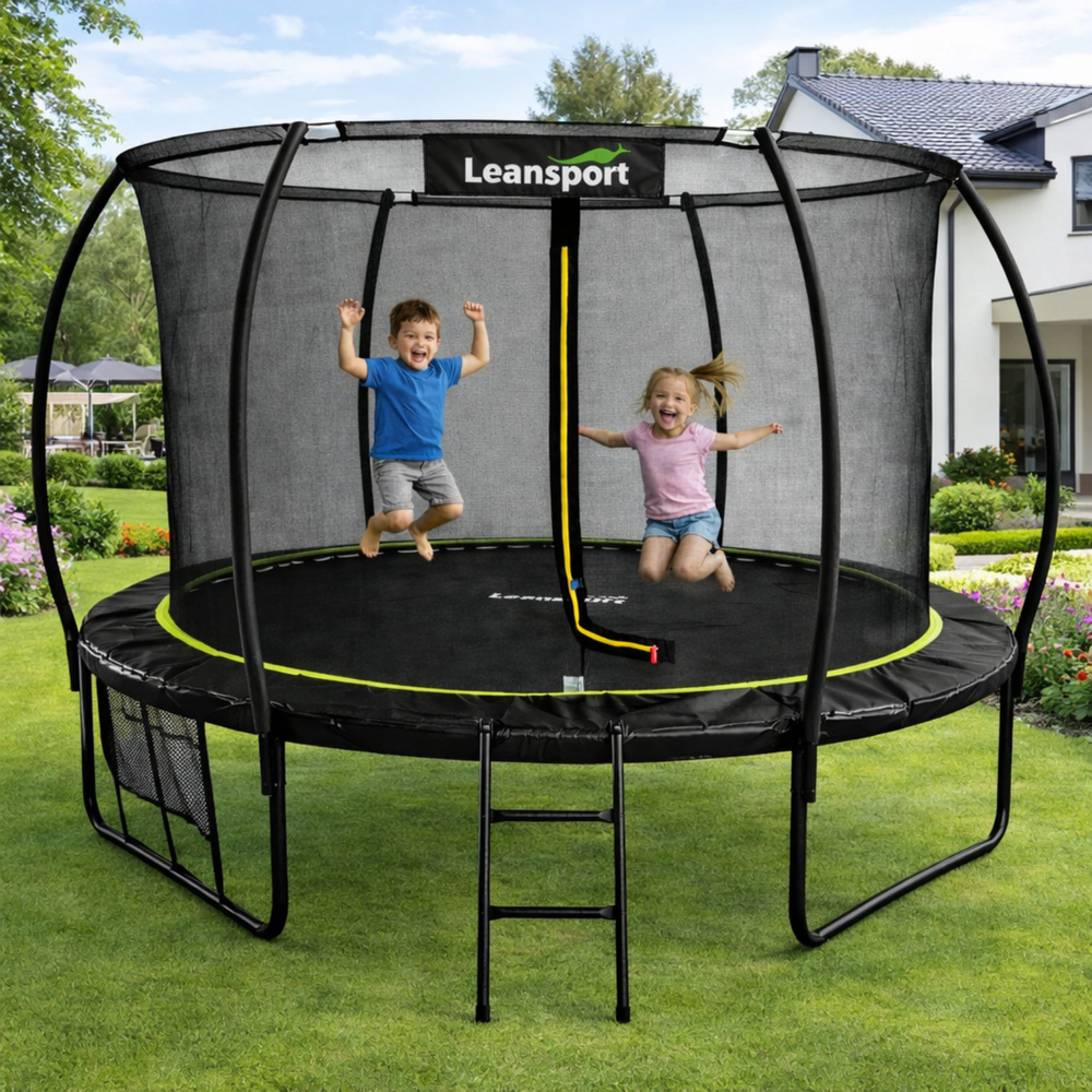Trampolina Ogrodowa LEAN Z Siatką Wewnętrzną Czarno-Zielona 252CM 8FT - obrazek 3