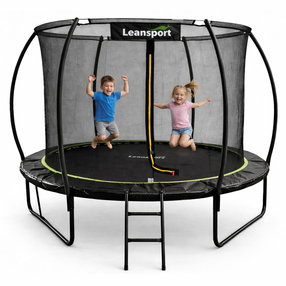 Trampolina Ogrodowa LEAN Z Siatką Wewnętrzną Czarno-Zielona 305CM 10FT - obrazek 2