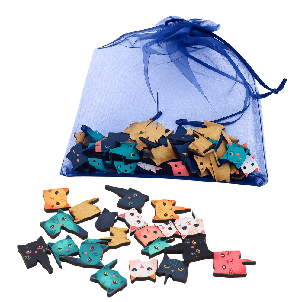 Drewniane Puzzle Kotki Układanka Edukacyjna Ramka Woreczek 62 el. - obrazek 2