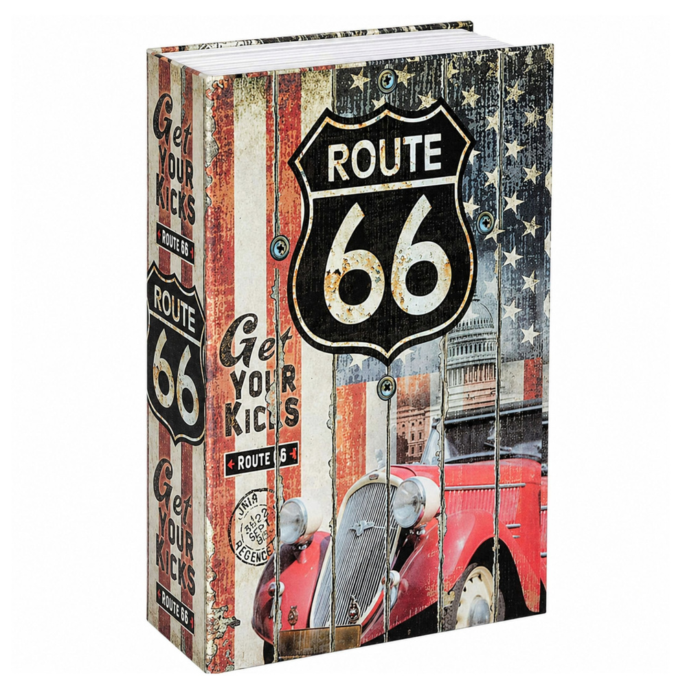 Książka Sejf Na Klucz Mała Kasetka Skrytka Na Pieniądze Route 66 Duża - obrazek 2