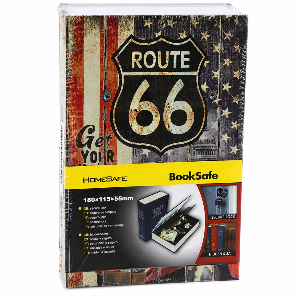 Książka Sejf Na Klucz Mała Kasetka Skrytka Na Pieniądze Route 66 Duża - obrazek 7