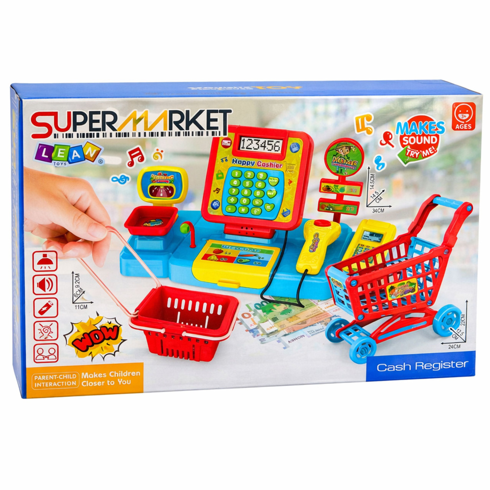 Kasa Sklepowa Interaktywna Supermarket Wózek Skaner Waga Produkty Spożywcze - obrazek 5