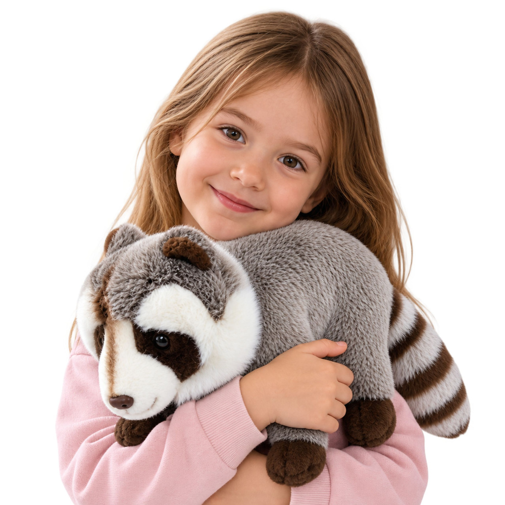 Pluszowy Szop Maskotka Przytulanka Realistyczny Szary 45 cm - obrazek 2