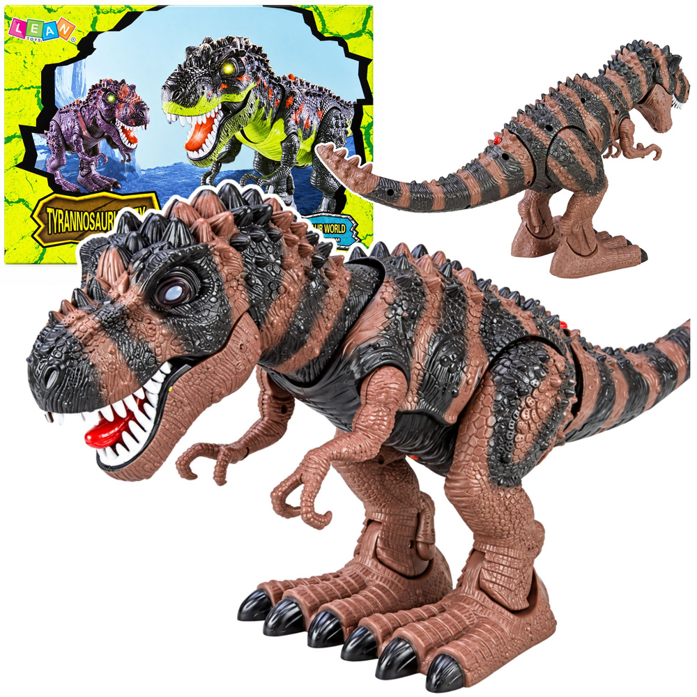 Dinozaur Na Baterie Tyranozaur Rex Chodzący Światła Dźwięk Brązowy